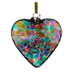 Sienna Glass 8cm Friendship Heart Sending Love Multicoloured Turquoise in Dark Green - thumbnail 1