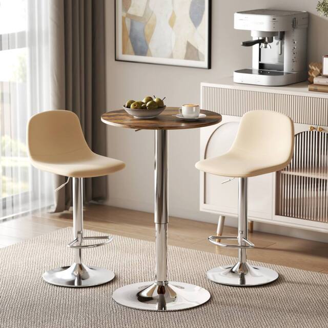 HOMCOM Round Bar Table, Swivel Bistro Table with Adjustable Height in Brown - Size: 60 cm x 60 cm - image 1