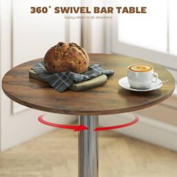HOMCOM Round Bar Table, Swivel Bistro Table with Adjustable Height in Brown - Size: 60 cm x 60 cm - thumbnail 6