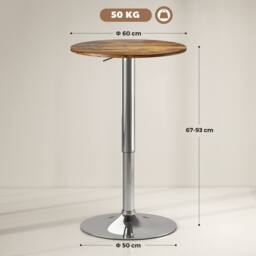 HOMCOM Round Bar Table, Swivel Bistro Table with Adjustable Height in Brown - Size: 60 cm x 60 cm - thumbnail 3