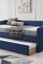 Time4sleep Sanderson Navy Blue Upholstered Day Bed Including Underbed - Size: Single