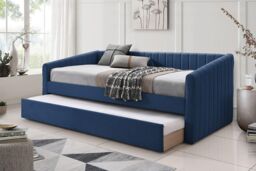 Time4sleep Sanderson Navy Blue Upholstered Day Bed Including Underbed - Size: Single - thumbnail 2