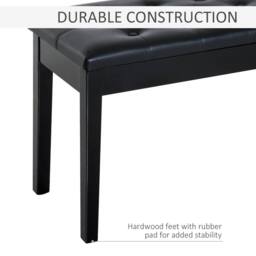 Wyld Haus Milara Black Faux Leather Piano Bench Storage Diamond Tufted Seat - thumbnail 8