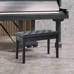Wyld Haus Milara Black Faux Leather Piano Bench Storage Diamond Tufted Seat - thumbnail 4