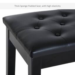 Wyld Haus Milara Black Faux Leather Piano Bench Storage Diamond Tufted Seat - thumbnail 7