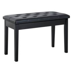 Wyld Haus Milara Black Faux Leather Piano Bench Storage Diamond Tufted Seat - thumbnail 2