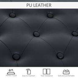 Wyld Haus Milara Black Faux Leather Piano Bench Storage Diamond Tufted Seat - thumbnail 9