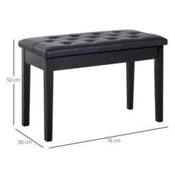 Wyld Haus Milara Black Faux Leather Piano Bench Storage Diamond Tufted Seat - thumbnail 5