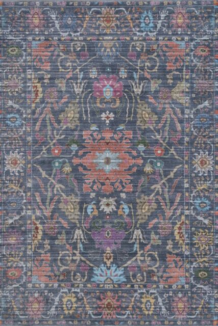 Kukoon Navy Distressed Soft Washable & Liquid Repellent Living Room Area Rug in Mid Blue - Size: 80 cm x 150 cm - image 1