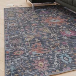 Kukoon Navy Distressed Soft Washable & Liquid Repellent Living Room Area Rug in Mid Blue - Size: 80 cm x 150 cm - thumbnail 6