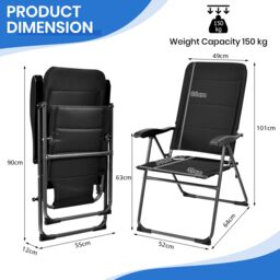 Costway Patio Sling Chair Set Folding Beach Chair w/ Ottoman & Coffee Table in Grey - thumbnail 4