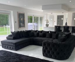 HOB Furniture Royal Surrey U Shape Chaise Sofa - Sofa Only - 12ftx7ftx7ft in Black