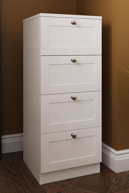 FWStyle Artus Panelled 4 Drawer Chest (H) 99cm (W) 40cm (D) 40cm Extra Deep Drawers in White - image 1