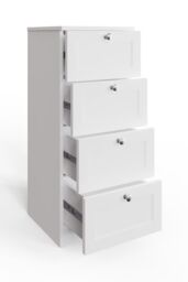 FWStyle Artus Panelled 4 Drawer Chest (H) 99cm (W) 40cm (D) 40cm Extra Deep Drawers in White - thumbnail 3
