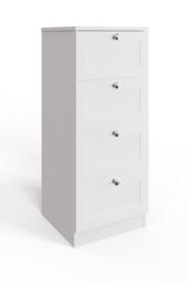 FWStyle Artus Panelled 4 Drawer Chest (H) 99cm (W) 40cm (D) 40cm Extra Deep Drawers in White - thumbnail 2