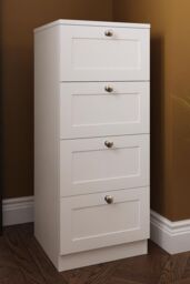 FWStyle Artus Panelled 4 Drawer Chest (H) 99cm (W) 40cm (D) 40cm Extra Deep Drawers in White - thumbnail 1
