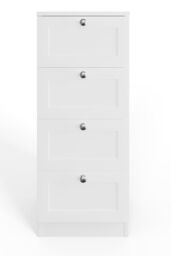 FWStyle Artus Panelled 4 Drawer Chest (H) 99cm (W) 40cm (D) 40cm Extra Deep Drawers in White - thumbnail 4