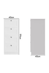 FWStyle Artus Panelled 4 Drawer Chest (H) 99cm (W) 40cm (D) 40cm Extra Deep Drawers in White - thumbnail 5