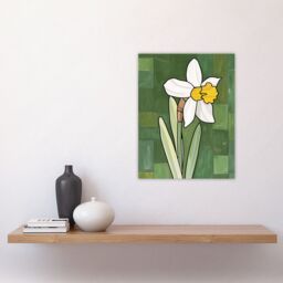 "Artery8 Daffodil Flower Bloom Green Stylised Painting Wall Art Print - Size: W24"" x H32""" - thumbnail 4