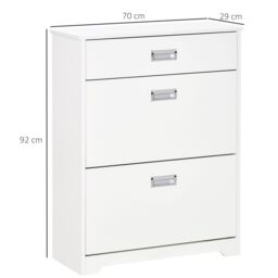 HOMCOM Tipping Shoe Cabinet Hall Organizer with Flip Drawers in White - thumbnail 3