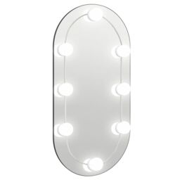 Berkfield Home Mirror with LED Lights 60x30 cm Glass Oval in Silver - thumbnail 2