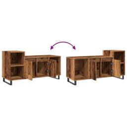 Berkfield Home TV Cabinet Old Wood 100x35x55 cm Engineered Wood in Brown - Size: 100 x 35 x 55 cm - thumbnail 8