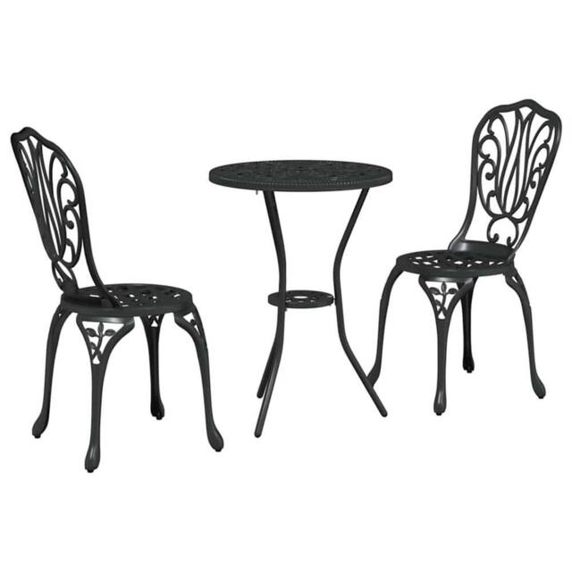 Berkfield Home 3-Piece Garden Bistro Set in Black Cast Aluminum - image 1
