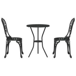 Berkfield Home 3-Piece Garden Bistro Set in Black Cast Aluminum - thumbnail 6