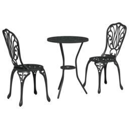 Berkfield Home 3-Piece Garden Bistro Set in Black Cast Aluminum - thumbnail 1
