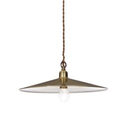 Netlighting Cantina 1 Light Large Dome Ceiling Pendant Antique Brass E27 in Yellow