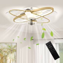 HOMCOM Ceiling Fan with Light & Remote & App Control LED Ceiling Fan Light in Gold - Size: Small - thumbnail 2