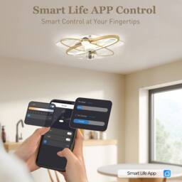 HOMCOM Ceiling Fan with Light & Remote & App Control LED Ceiling Fan Light in Gold - Size: Small - thumbnail 4