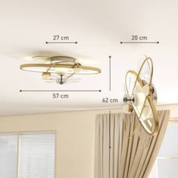 HOMCOM Ceiling Fan with Light & Remote & App Control LED Ceiling Fan Light in Gold - Size: Small - thumbnail 3
