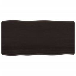Berkfield Home Table Top Dark Grey 100x50x(2-6) cm Treated Solid Wood Live Edge in Brown - thumbnail 2