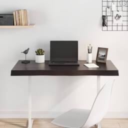 Berkfield Home Table Top Dark Grey 100x50x(2-6) cm Treated Solid Wood Live Edge in Brown