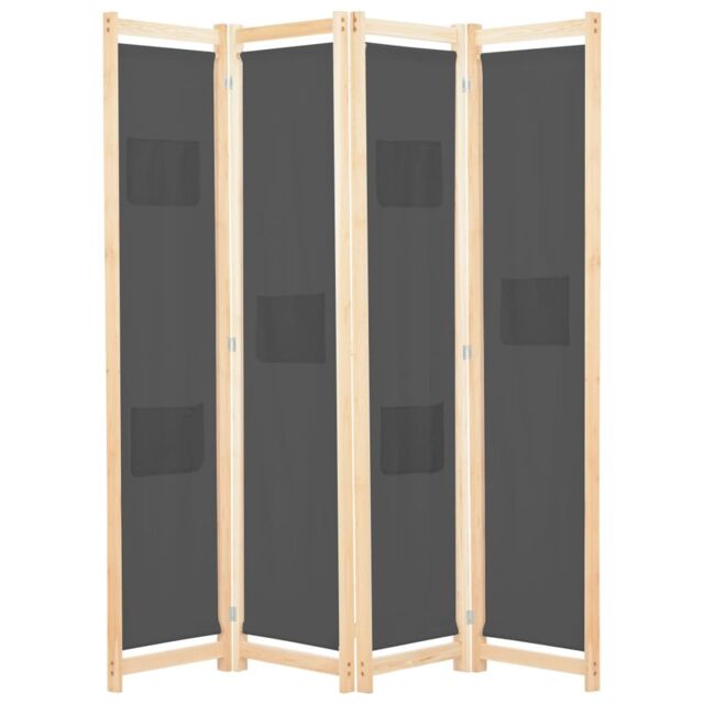 Berkfield Home 4-Panel Room Divider Grey 160x170x4 cm Fabric - Size: 160 x 170 x 4 cm - image 1