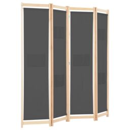 Berkfield Home 4-Panel Room Divider Grey 160x170x4 cm Fabric - Size: 160 x 170 x 4 cm - thumbnail 3