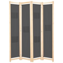 Berkfield Home 4-Panel Room Divider Grey 160x170x4 cm Fabric - Size: 160 x 170 x 4 cm