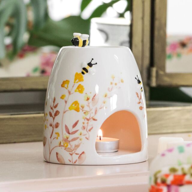 Lisa Angel Women's Dusky Pink Floral Bee Ceramic Wax Burner in Dusty Pink - image 1