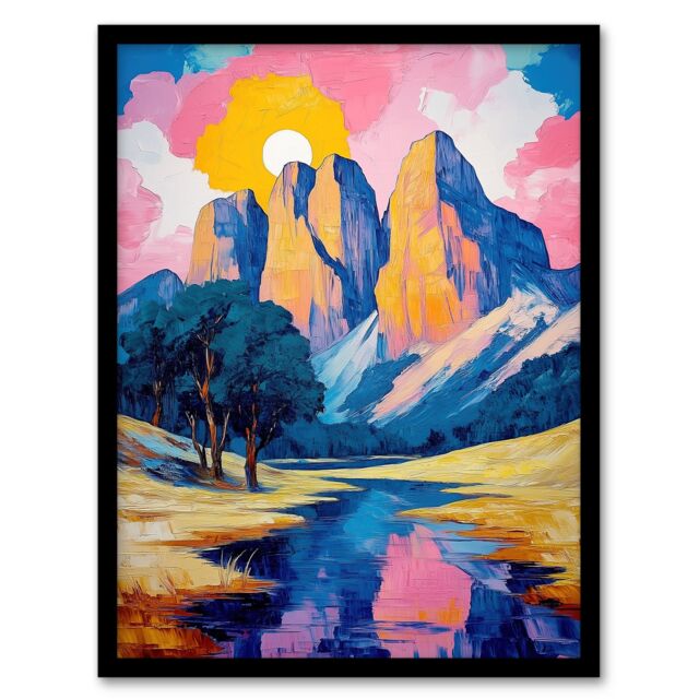 "Artery8 Colorado Mountain Peaks Colourful Landscape Framed Art Print - Size: W12"" x H16""" - image 1