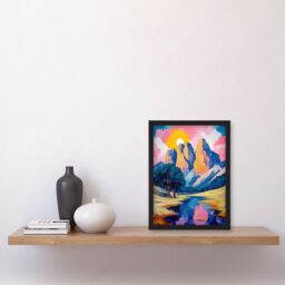"Artery8 Colorado Mountain Peaks Colourful Landscape Framed Art Print - Size: W12"" x H16""" - thumbnail 4