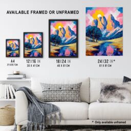 "Artery8 Colorado Mountain Peaks Colourful Landscape Framed Art Print - Size: W12"" x H16""" - thumbnail 3