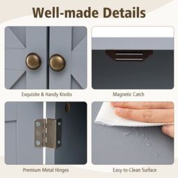 Gymax Bathroom Wall Cabinet Wall-Mounted Medicine Cabinet in Grey - thumbnail 9