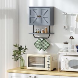 Gymax Bathroom Wall Cabinet Wall-Mounted Medicine Cabinet in Grey - thumbnail 7