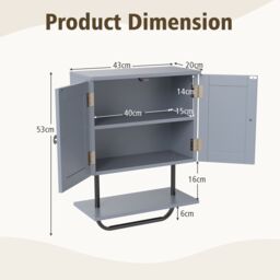 Gymax Bathroom Wall Cabinet Wall-Mounted Medicine Cabinet in Grey - thumbnail 2