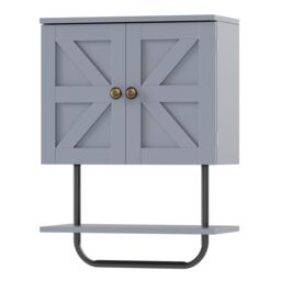 Gymax Bathroom Wall Cabinet Wall-Mounted Medicine Cabinet in Grey - thumbnail 5