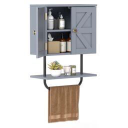 Gymax Bathroom Wall Cabinet Wall-Mounted Medicine Cabinet in Grey