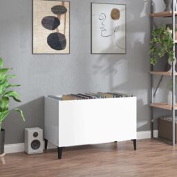 Berkfield Home Record Cabinet High Gloss White 74.5x38x48 cm Engineered Wood