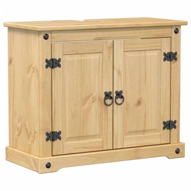 Berkfield Home Bathroom Sink Cabinet Corona 73x33x60 cm Solid Wood Pine in Tan - Size: 73 x 33 x 60 cm - image 1