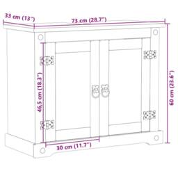 Berkfield Home Bathroom Sink Cabinet Corona 73x33x60 cm Solid Wood Pine in Tan - Size: 73 x 33 x 60 cm - thumbnail 9
